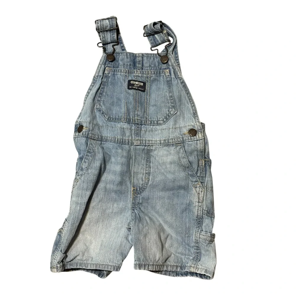 OshKosh B'gosh Kids Blue Denim Bib Overalls Light Wash Cotton 3T